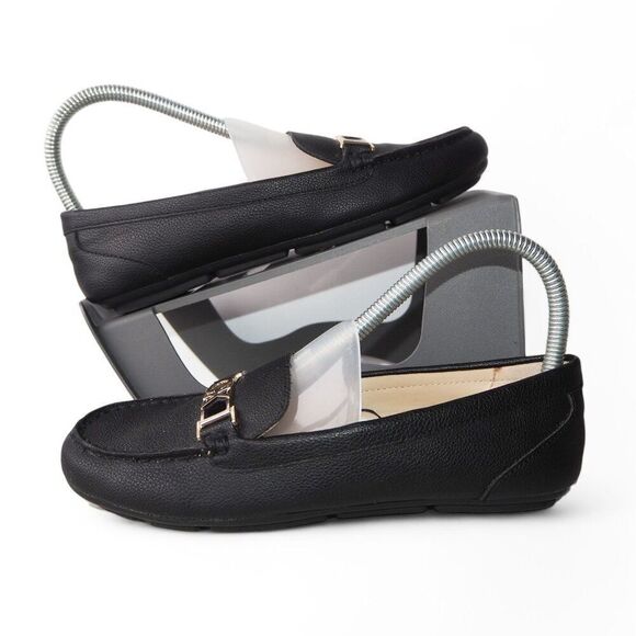 Calvin Klein Lacy Slip-on Moc Toe Driving Loafers Black / Gold Women's 5.5M - Picture 1 of 11